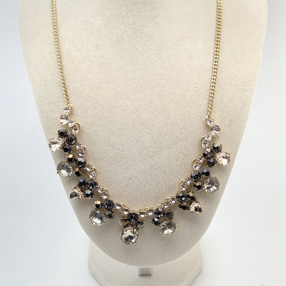 Givenchy Crystal Statement Bib Necklace Gold Tone… - image 7